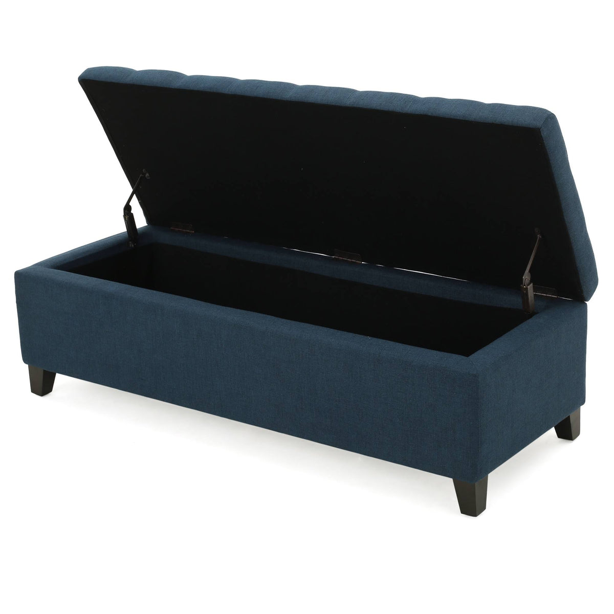 Dark Blue Fabric Storage Ottoman D945