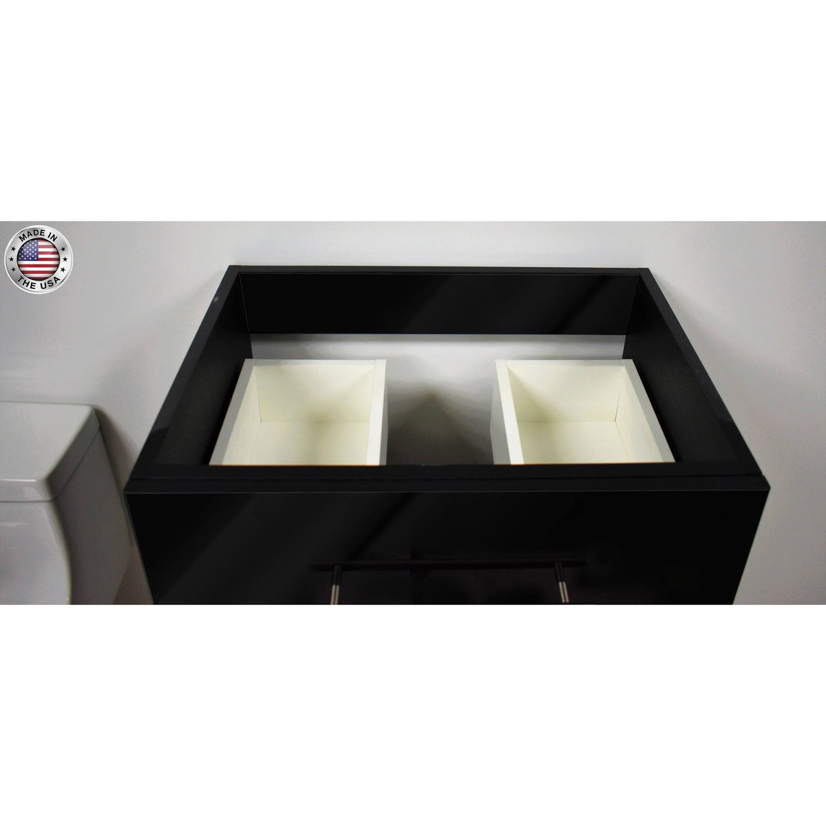Glossy Black Wall-Mounted Floating Bathroom Vanity Cabinet J138