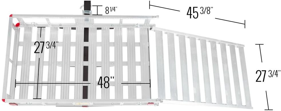 Aluminum Hitch Cargo Carrier Basket with Loading Ramp X120446