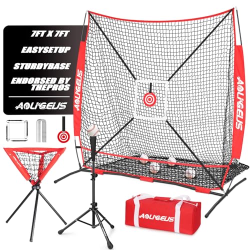 6'X6' Baseball Softball Practice Net with Batting Tee and Ball Caddy N866