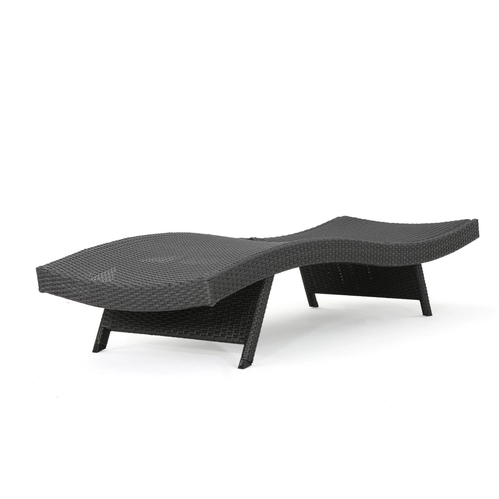 Grey Wicker Adjustable Chaise Lounge Set of 2 F390