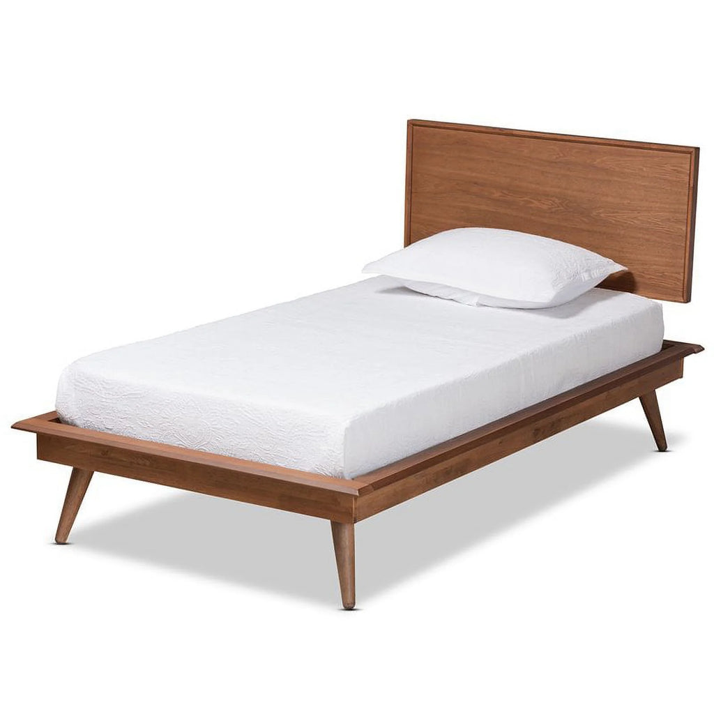 Walnut Brown Wood Twin Size Platform Bed D63926
