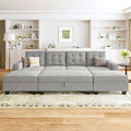 Light Grey Convertible Sectional Sleeper Sofa with Storage and Reversible Chaise X868878