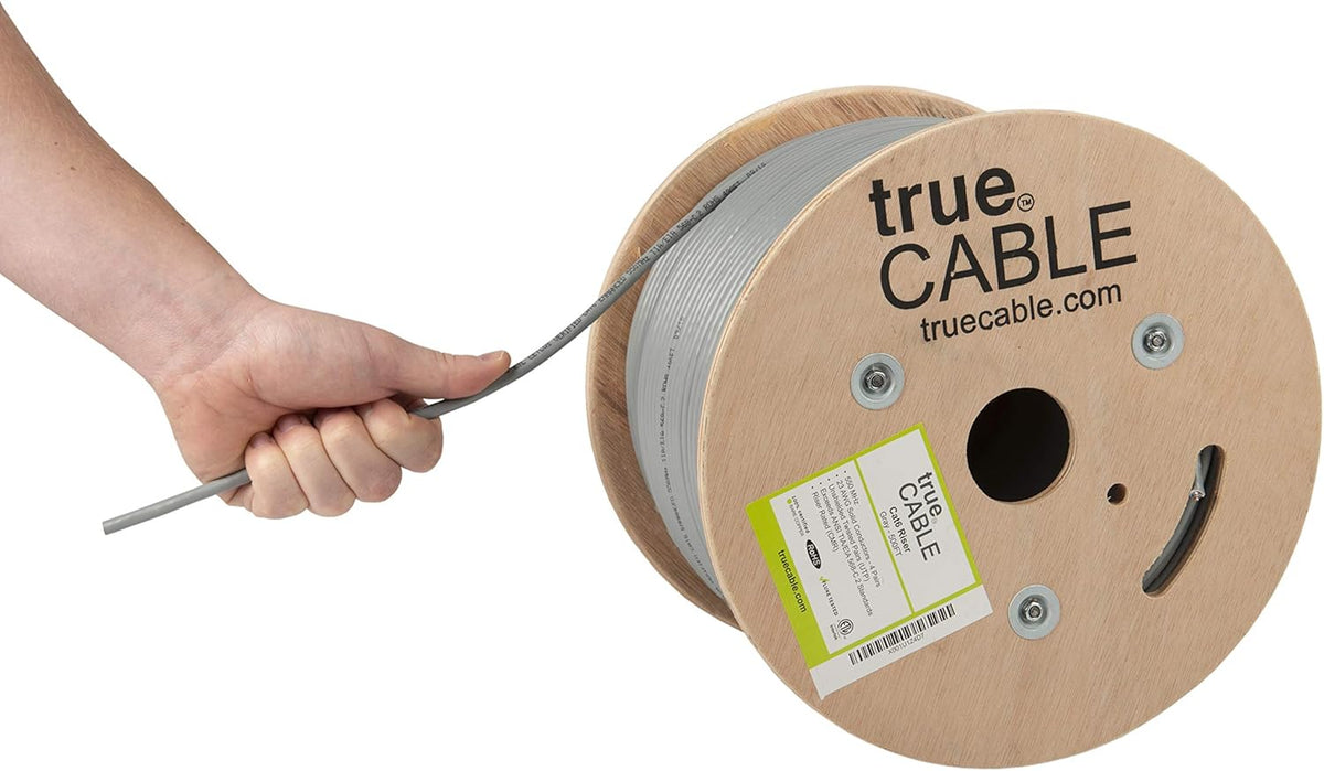 Cat6 Riser Bulk Ethernet Cable, 500ft, Gray, 23AWG 4 Pair Solid Bare Copper, 550MHz, Unshielded Twisted Pair K91892