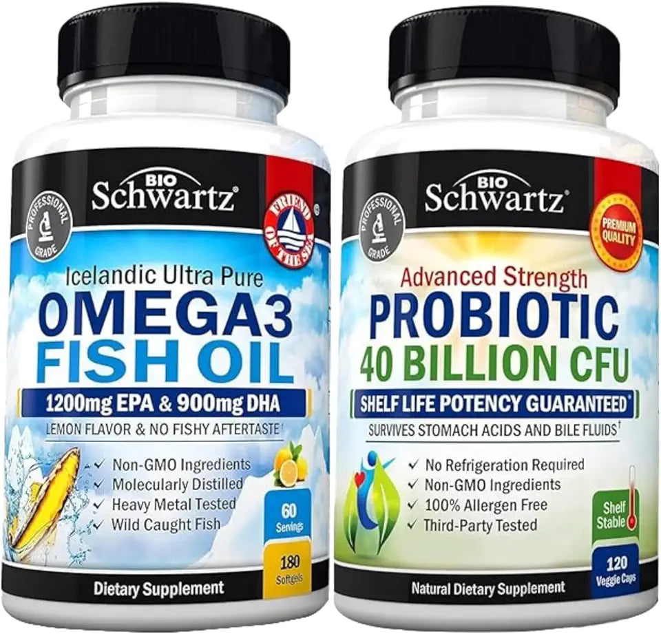 Omega 3 Fish Oil Softgels Plus Probiotic Supplement I85170