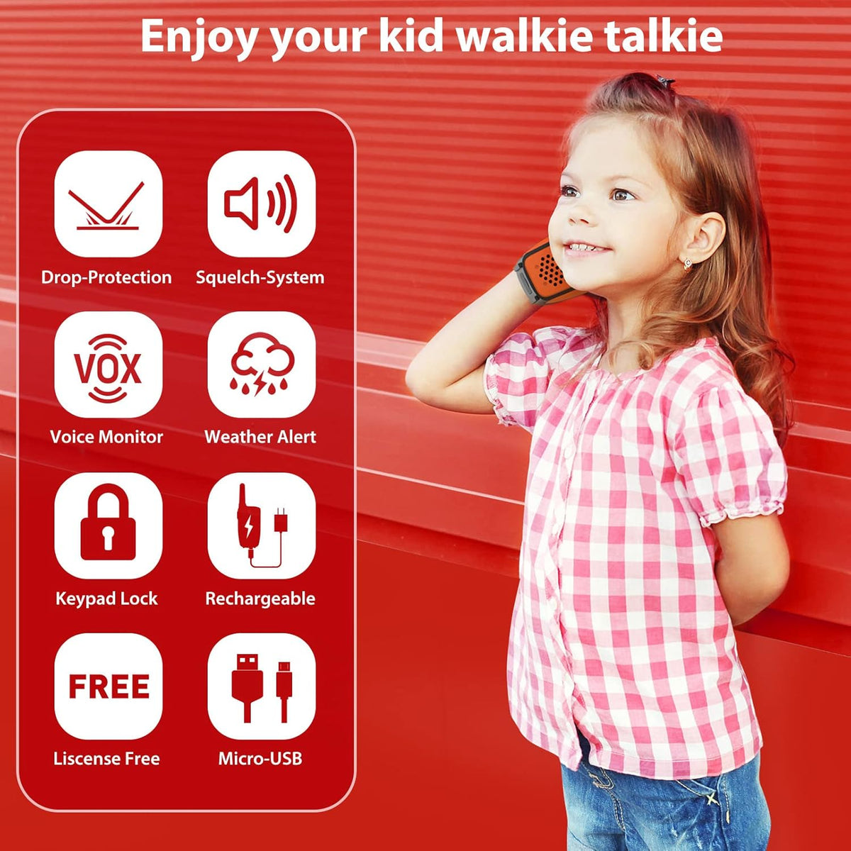 Walkie Talkie with Batteries and Charger (Blue Pink White Orange Green) R73959