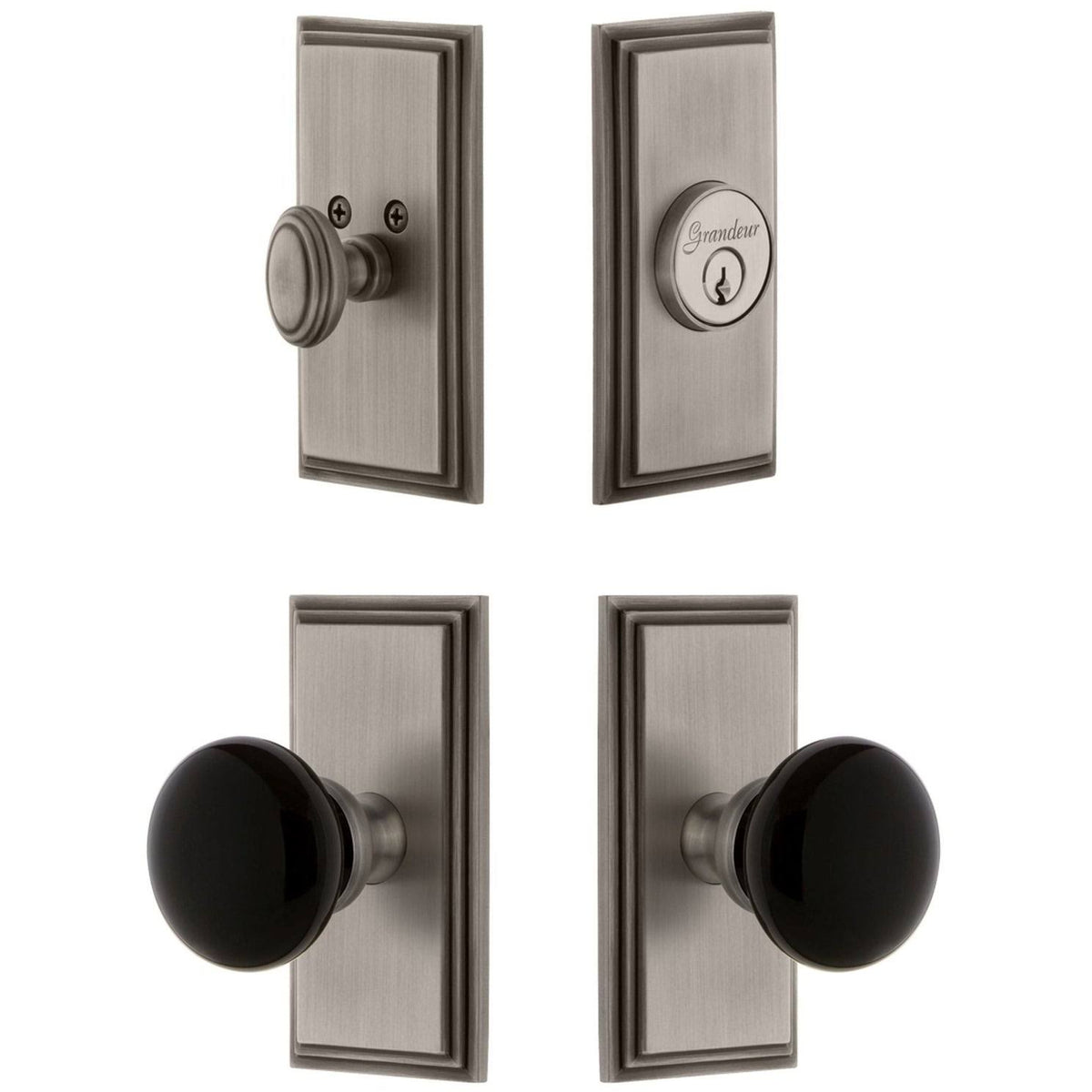Antique Pewter Knob and Deadbolt L441741