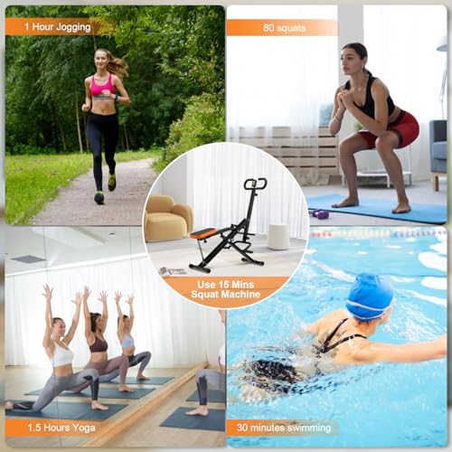 Foldable Squat Machine with Resistance Bands and Display Q5224