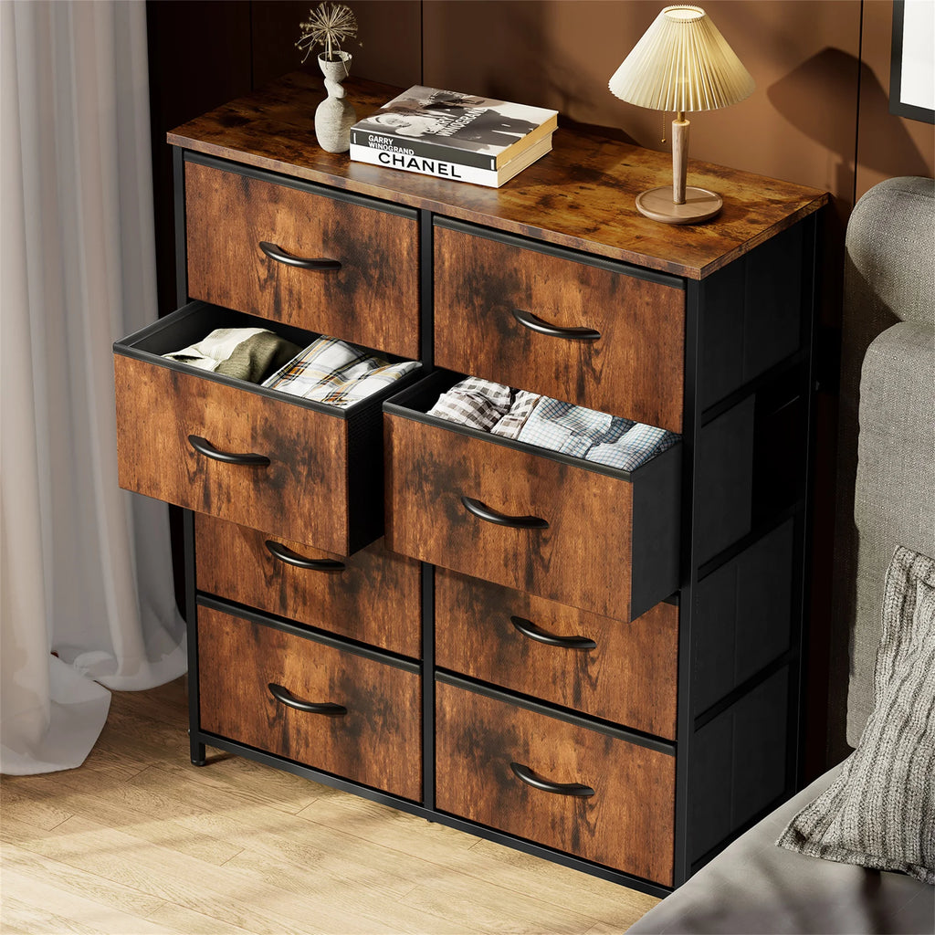 Brown 8 Fabric Drawer Dresser TV Stand E41822