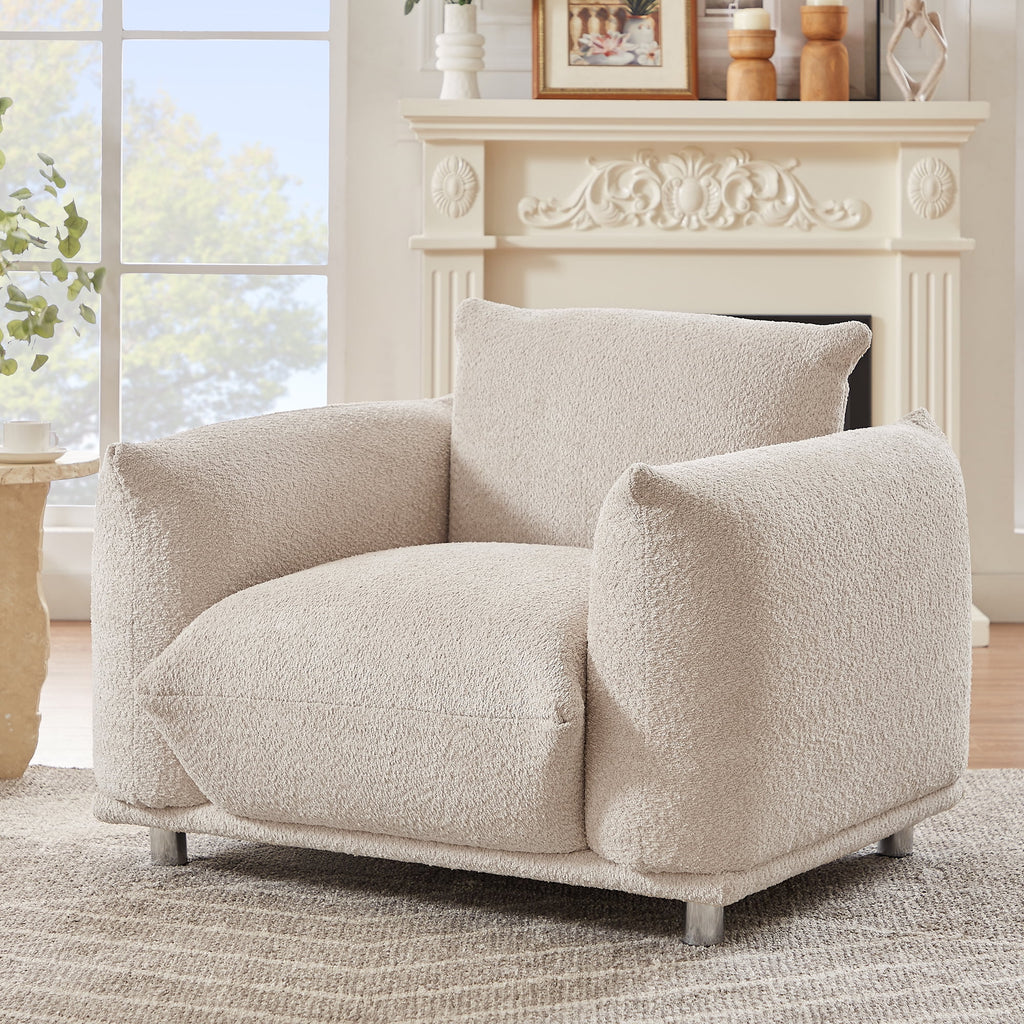 Down-Filled Oversized White Armchair W445784