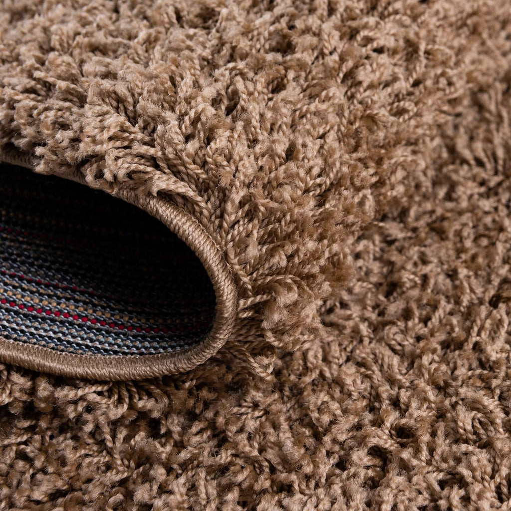 5 Ft Round Sandy Brown Shag Rug I186573