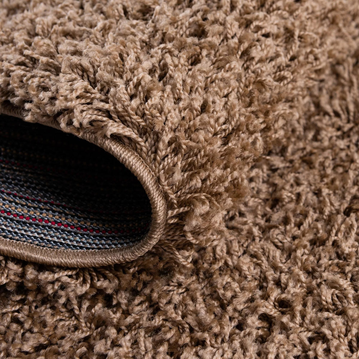 5 Ft Round Sandy Brown Shag Rug I186573