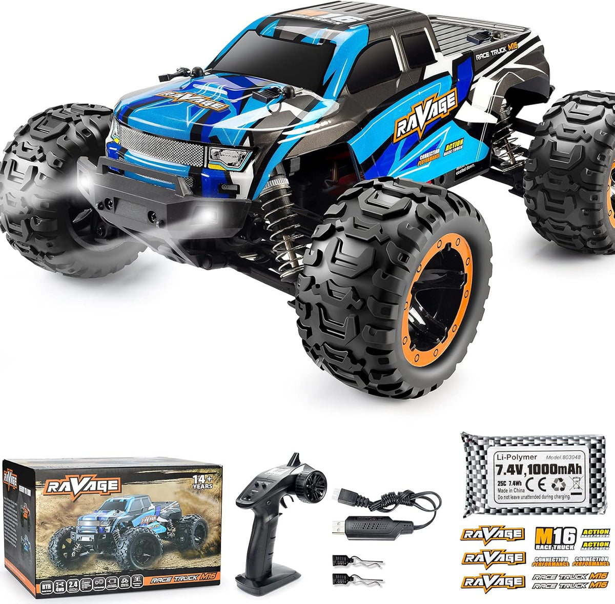 RC Cars 40km/h with 2 Rechargeable Batteries Remote Control Car 4WD Off Road Waterproof X911