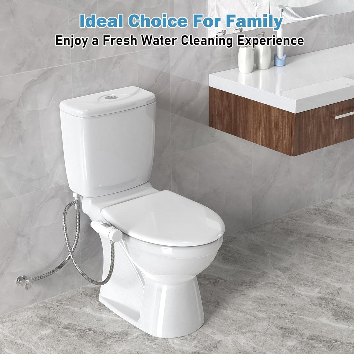 Ultra-Slim Bidet Attachment, Dual Nozzles, Adjustable Water Pressure, Non-Electric, Auto Self Cleaning S81580