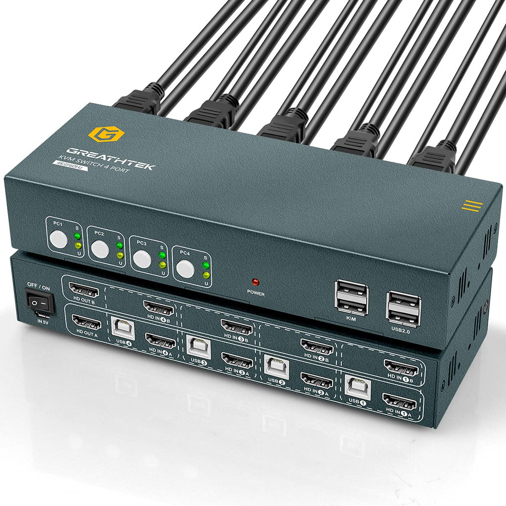 HDMI 4 Port 4K@60Hz KVM Switch with USB2.0 and Cables W473495