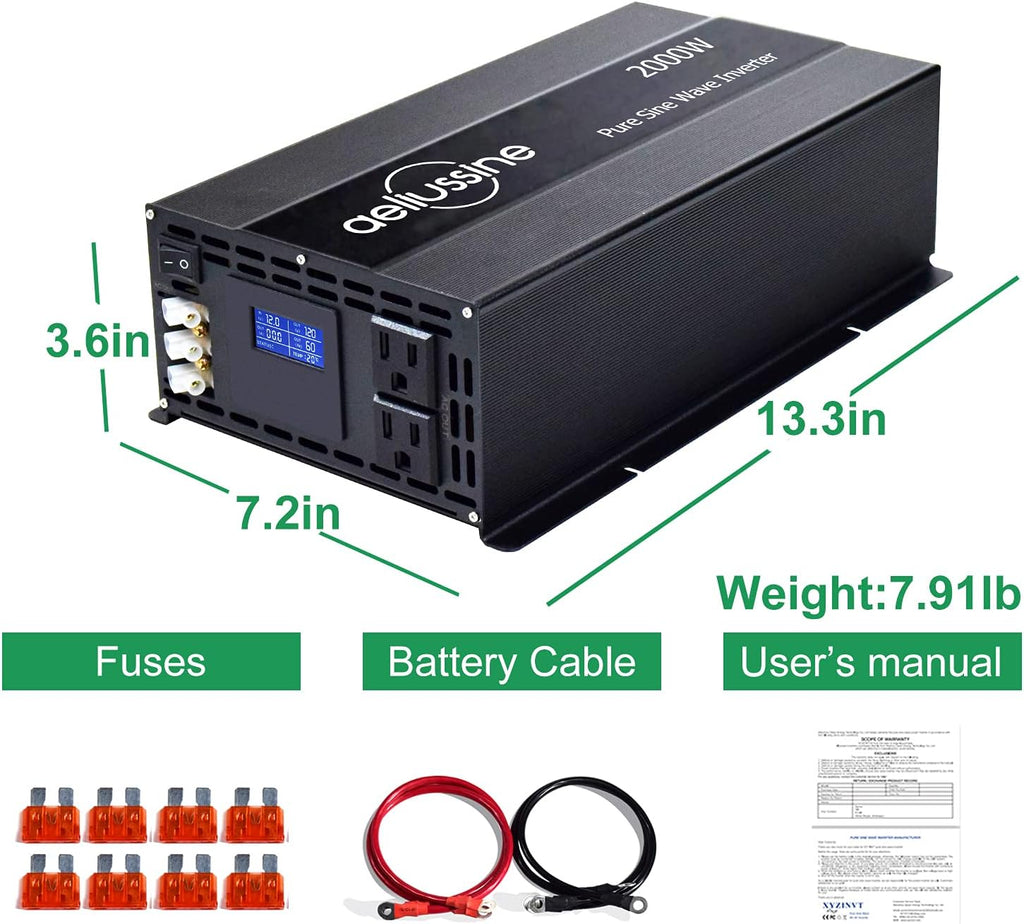 3000 watt Pure Sine Wave Power Inverter 24v to 110v 120v Y782600