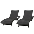 Grey Wicker Adjustable Chaise Lounge Set of 2 F390