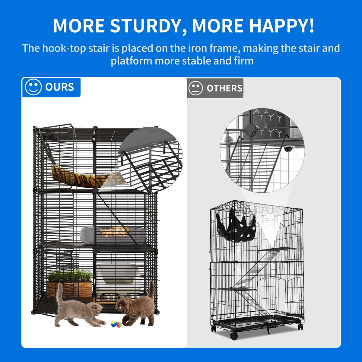 Indoor Cat Cage with Extra Large Hammock for Multiple Small Animals, 28"L x 28"W x 41"H, Black Z886440
