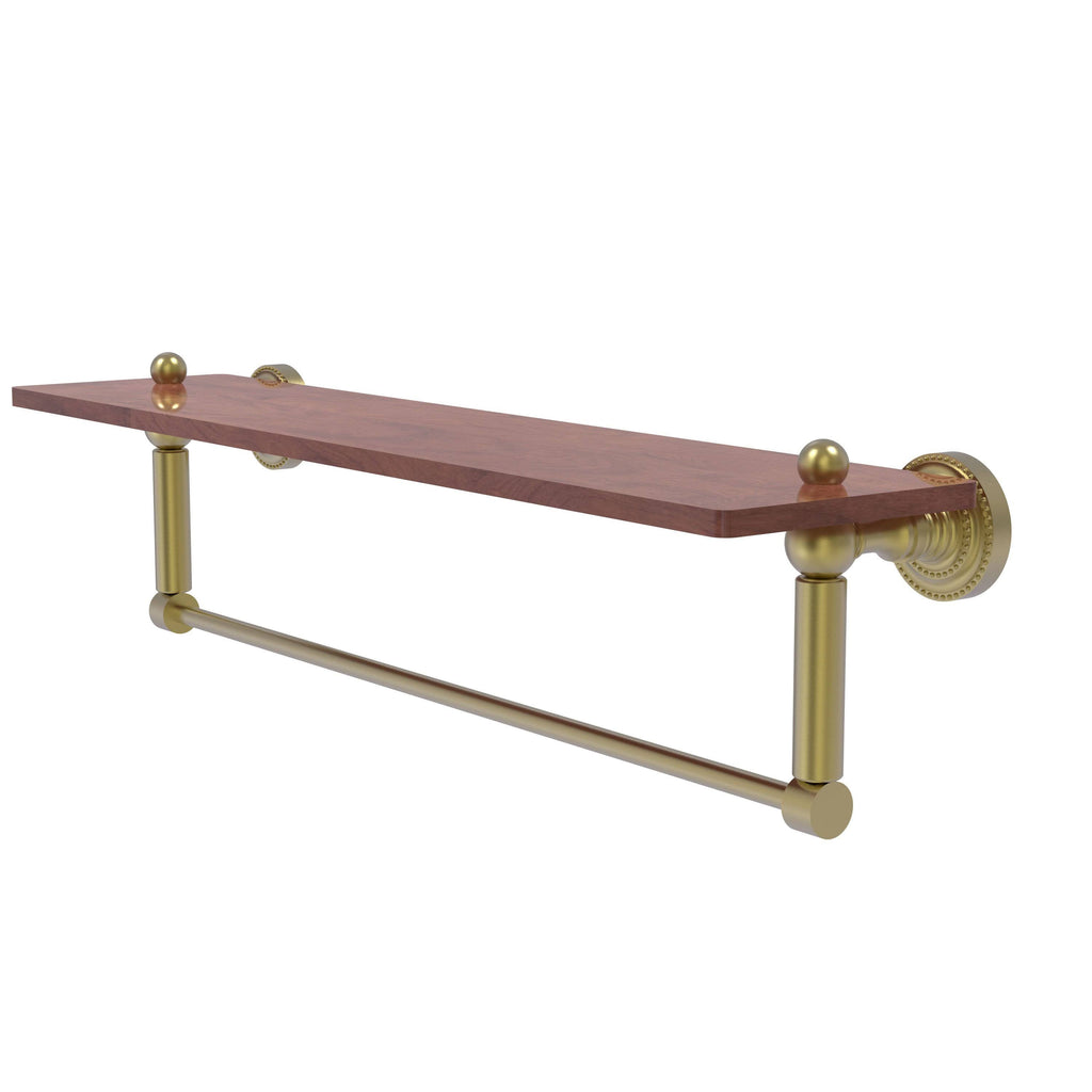 Solid IPE Ironwood Shelf with Integrated Towel Bar Satin Brass D61736