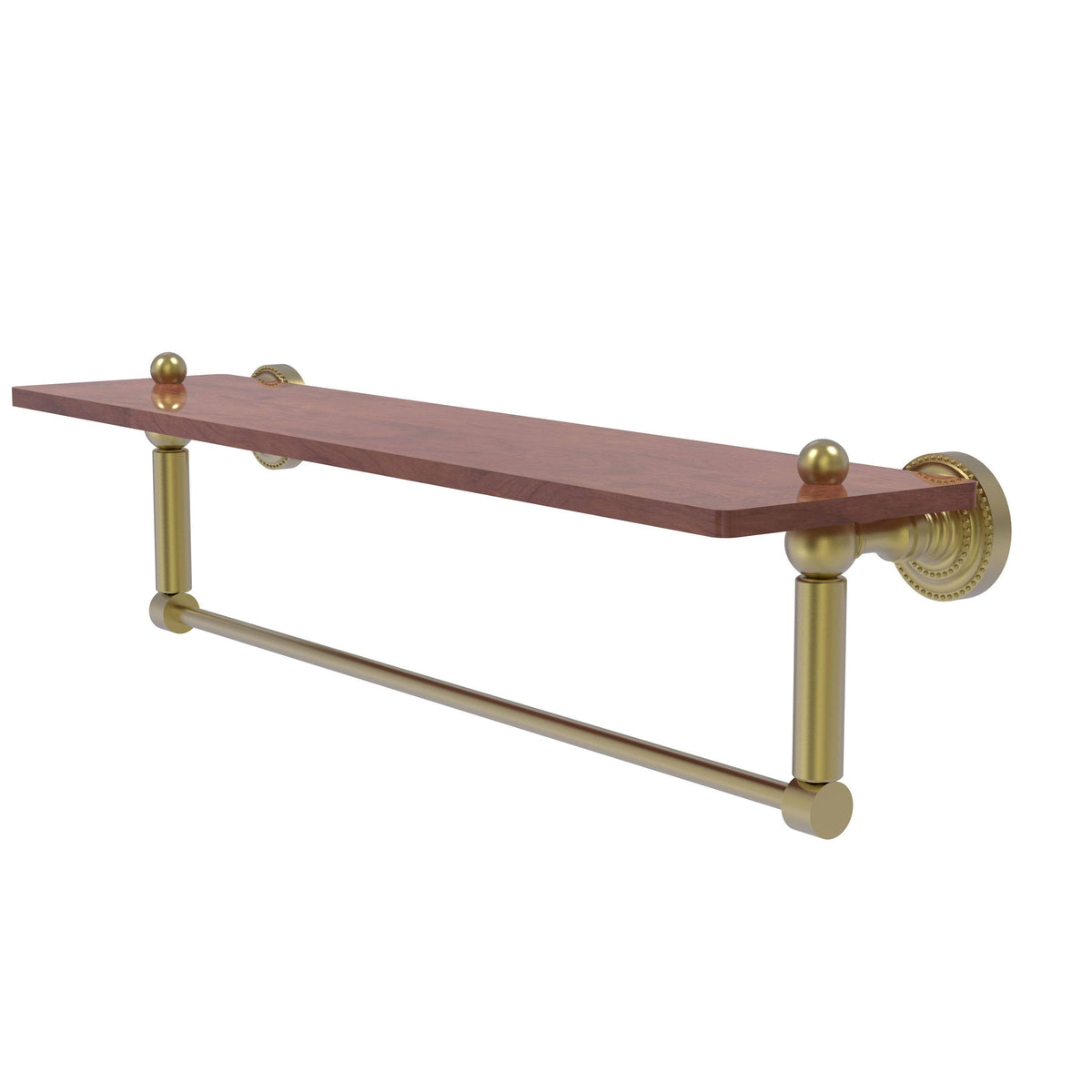 Solid IPE Ironwood Shelf with Integrated Towel Bar Satin Brass D61736