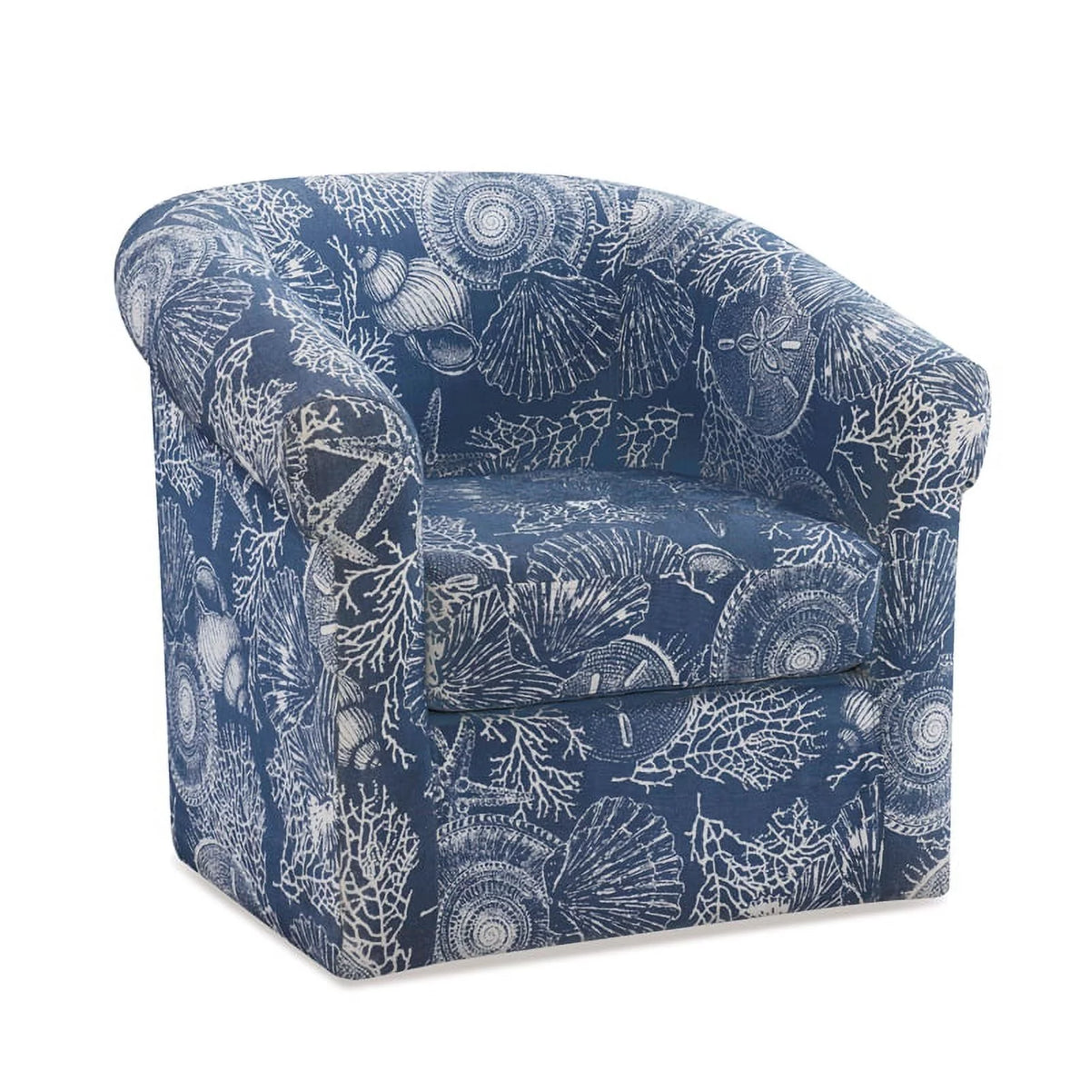 2 Piece Blue Wood Upholstered Club Chair Set Y8249