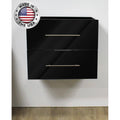Glossy Black Wall-Mounted Floating Bathroom Vanity Cabinet J138