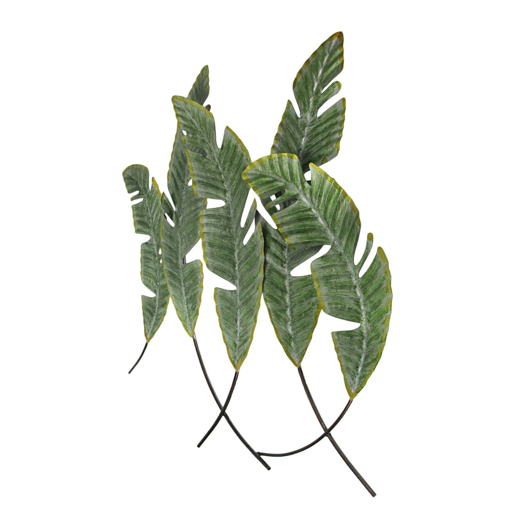 27 inch Metal Tropical Leaf Wall Hanging Plant Decor Art U601