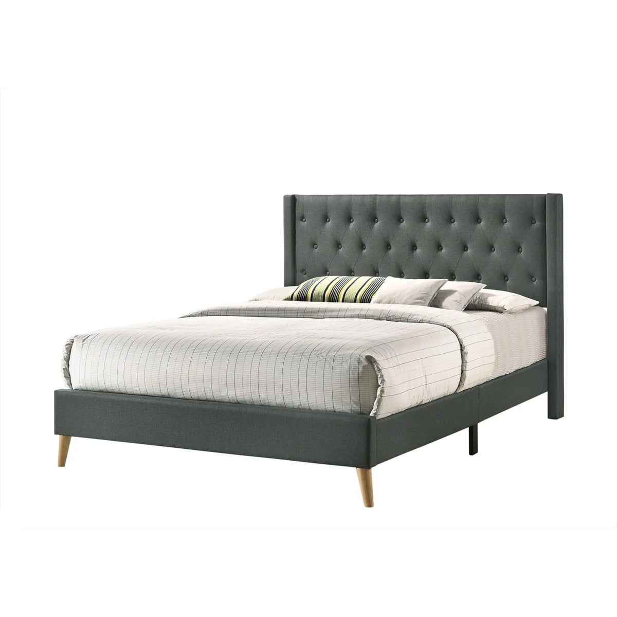 Gray Full Tufted Panel Bed F262597