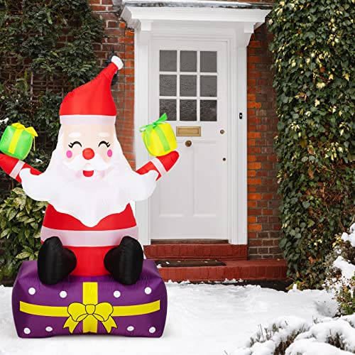 Inflatable Santa Claus with Gift Boxes LED Lights Yard Decor L518