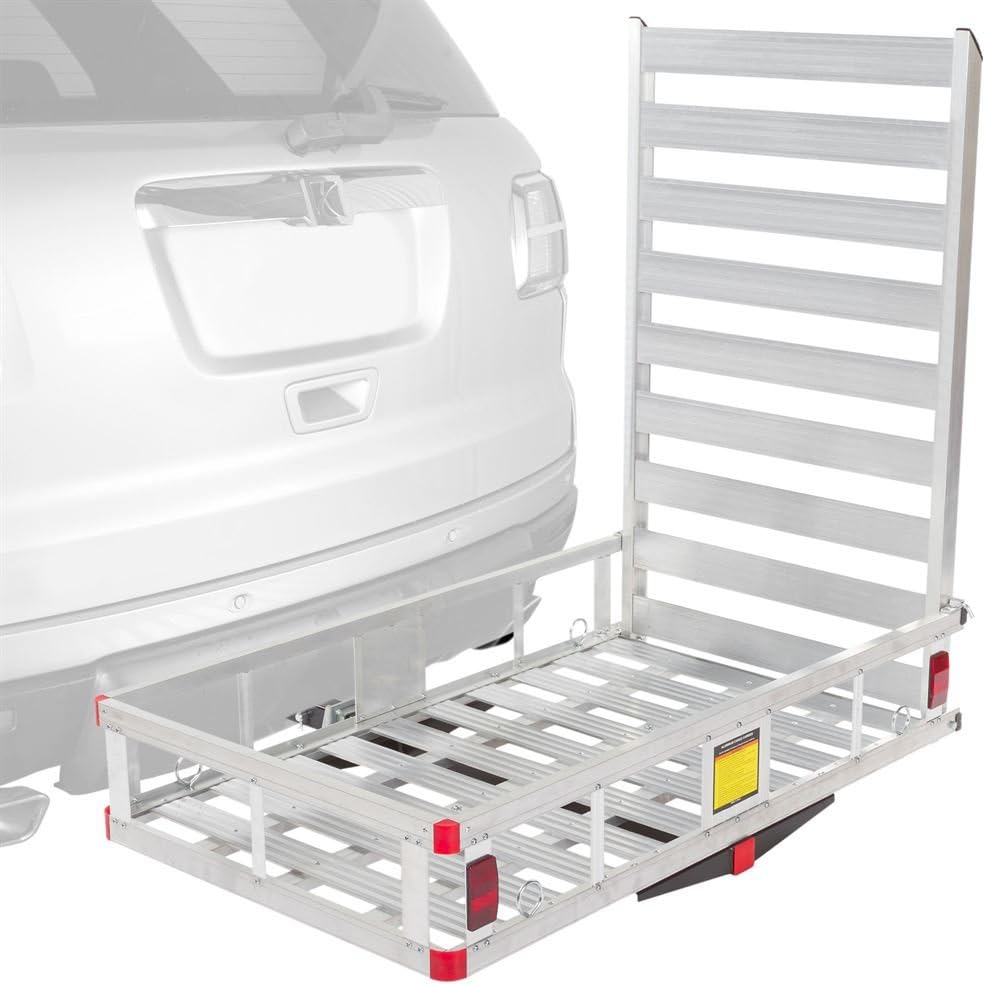 Aluminum Hitch Cargo Carrier Basket with Loading Ramp X120446
