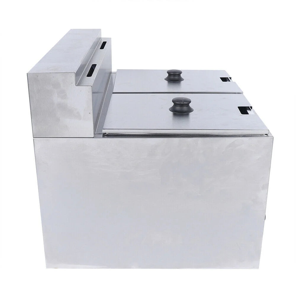 12.7QT Stainless Steel Deep Fryer with Frying Baskets and Lid O5859