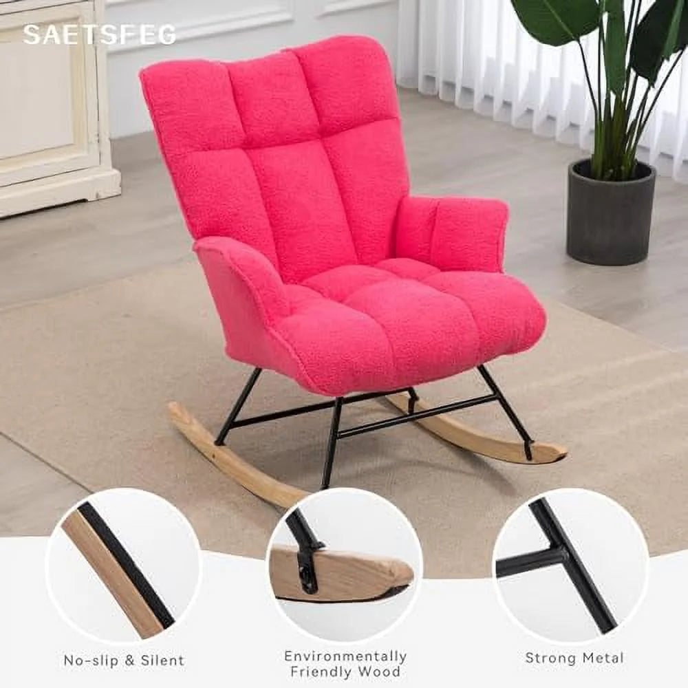 Teddy Upholstered Rocking Chair with High Backrest R591