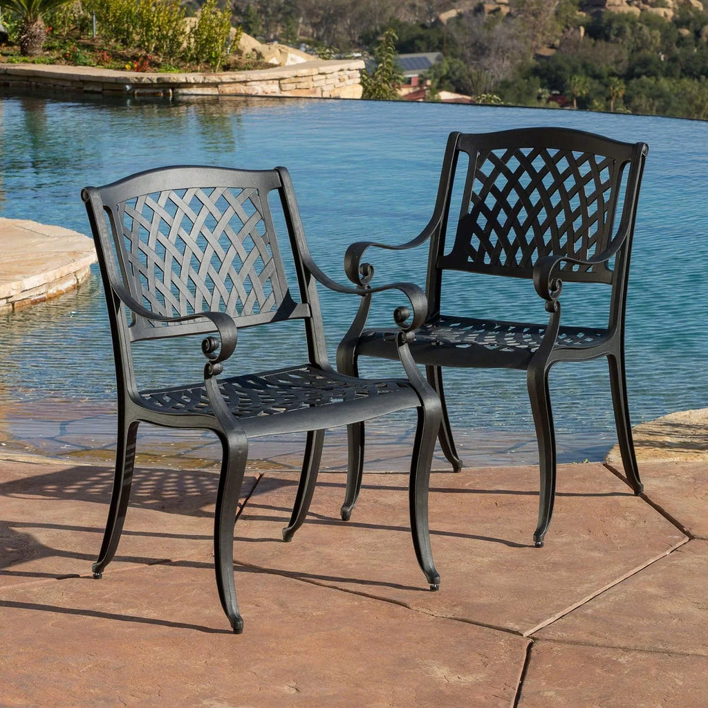 Cast Aluminum Chairs, 2-Pcs Set, Antique Matte Black Q170779