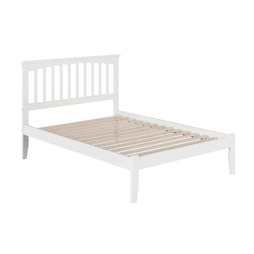 White Full Platform Bed with Open Foot Board M940
