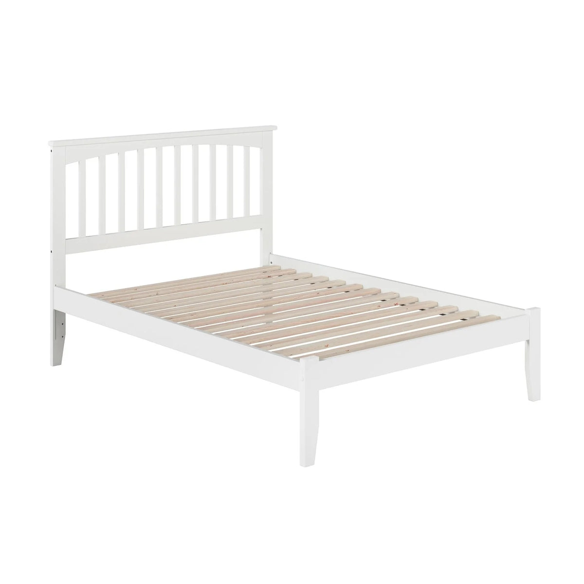 White Full Platform Bed with Open Foot Board M940