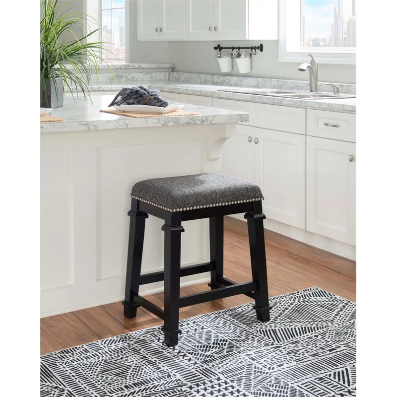 25" Black Wood Backless Counter Stool J731
