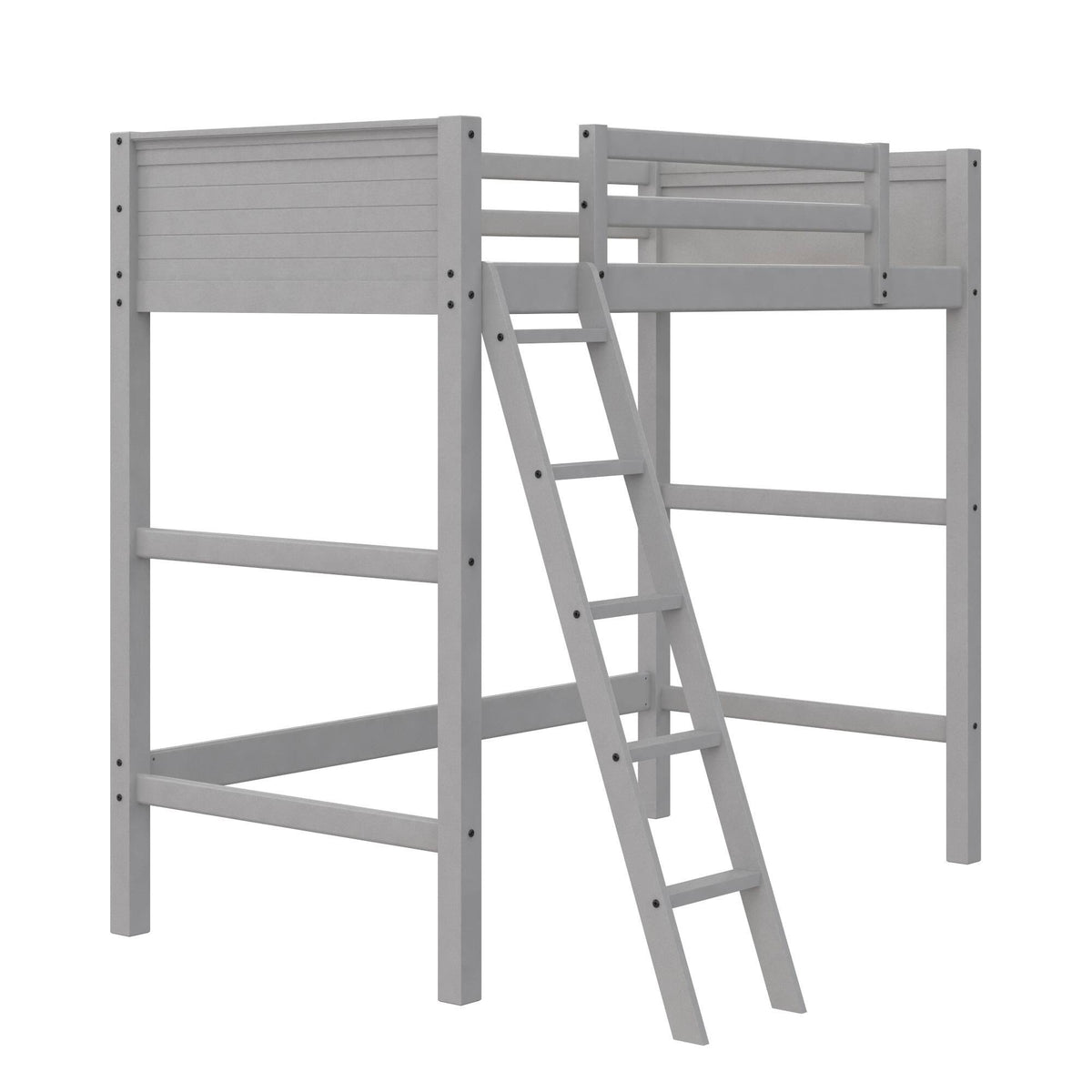 Grey Wooden Loft Bed with Ladder T203205