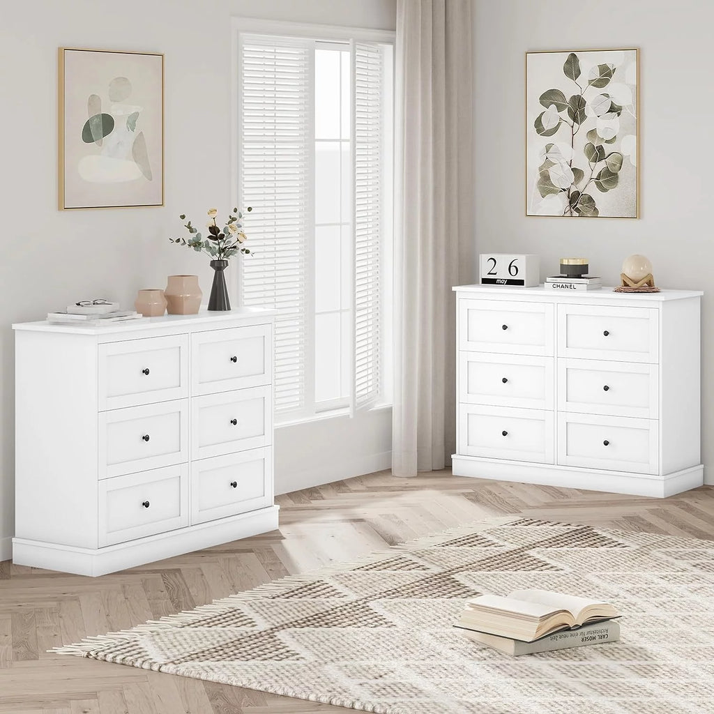 White 6 Drawer Dresser B47494