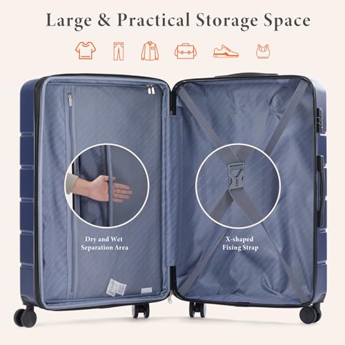 Navy Blue 24 Inch Hard Shell ABS Spinner Luggage G95925