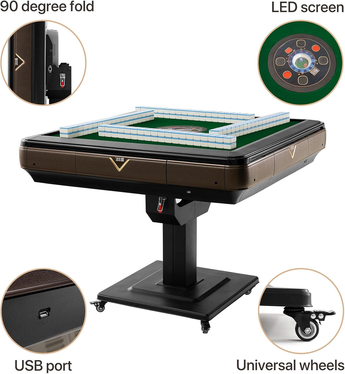 Folding Automatic Mahjong Table with Wheels B44562