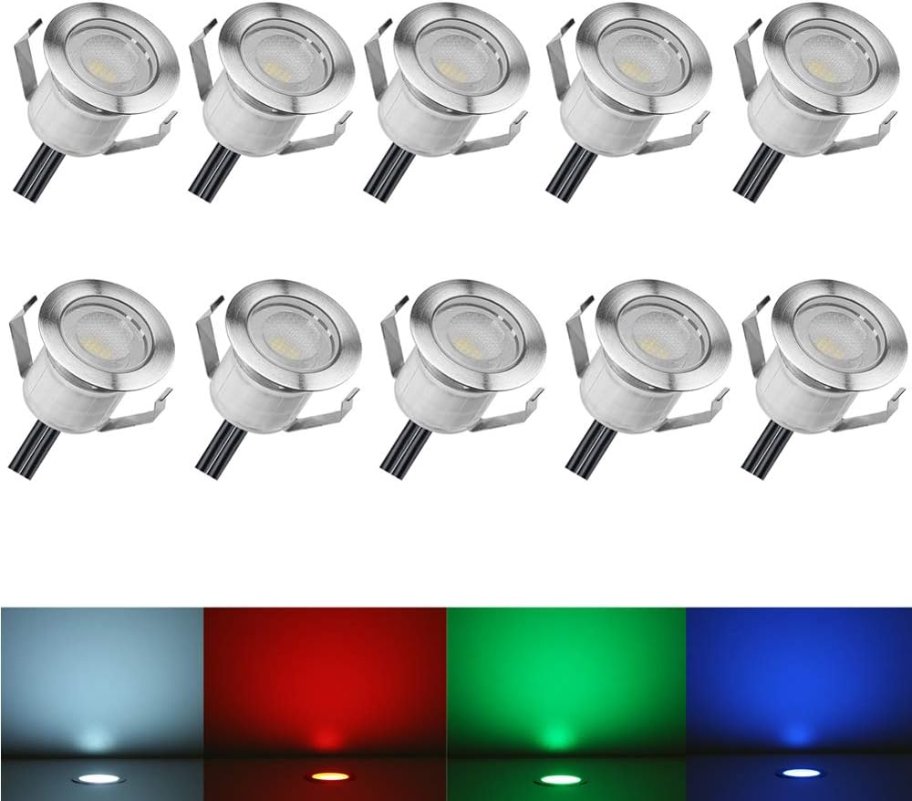 RGB Waterproof Recessed LED Deck Lights, Pack of 20 N32360