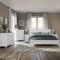 White Queen Size 5 Piece Wood Bedroom Furniture Set S33248