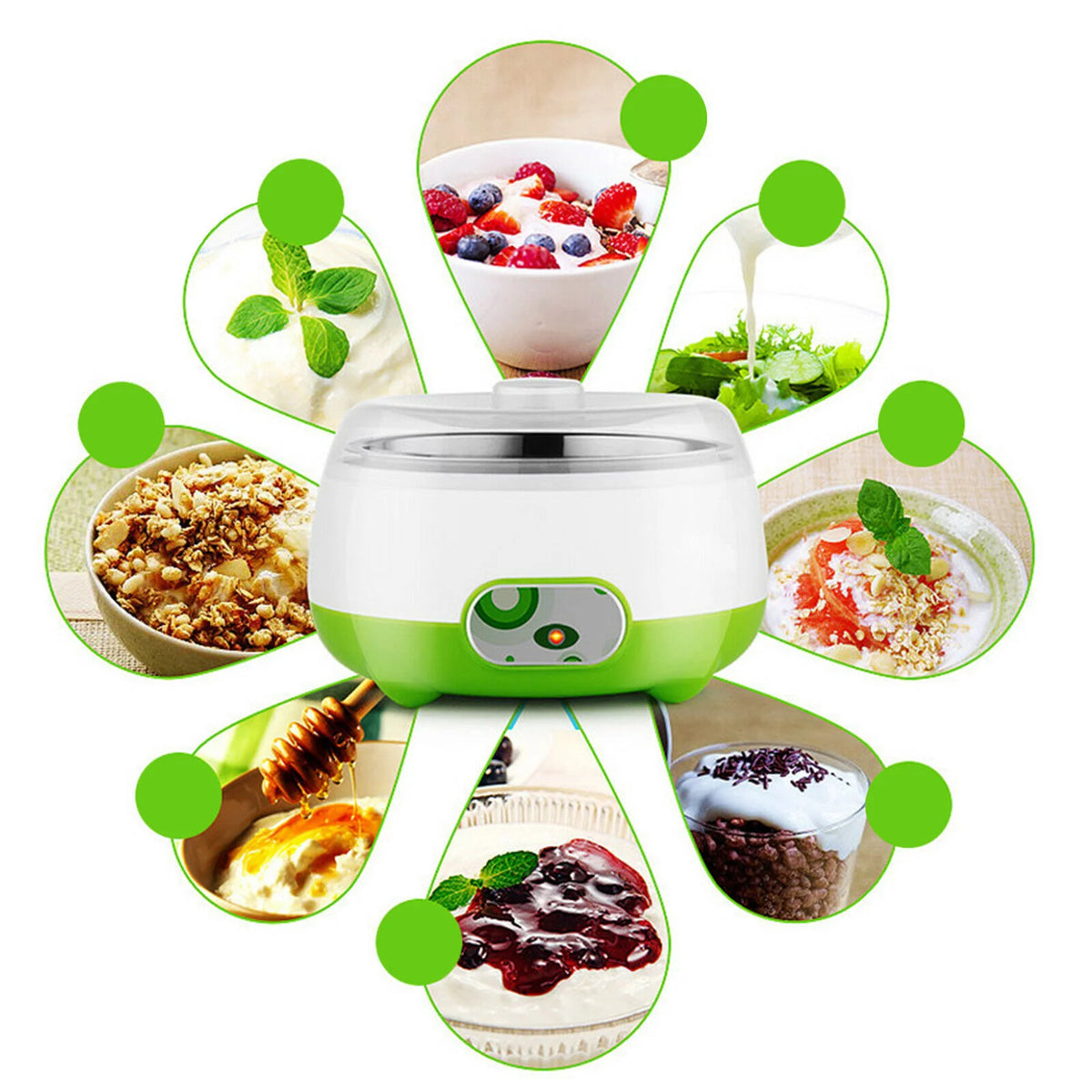 Green 1L Stainless Steel Yogurt Maker V6461