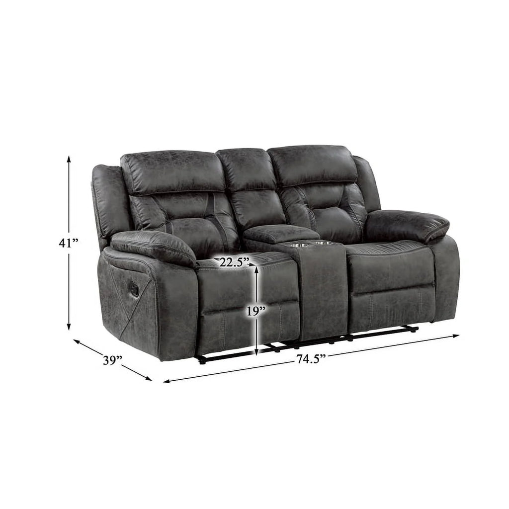 Gray Microfiber 2-Piece Reclining Sofa Set E1551