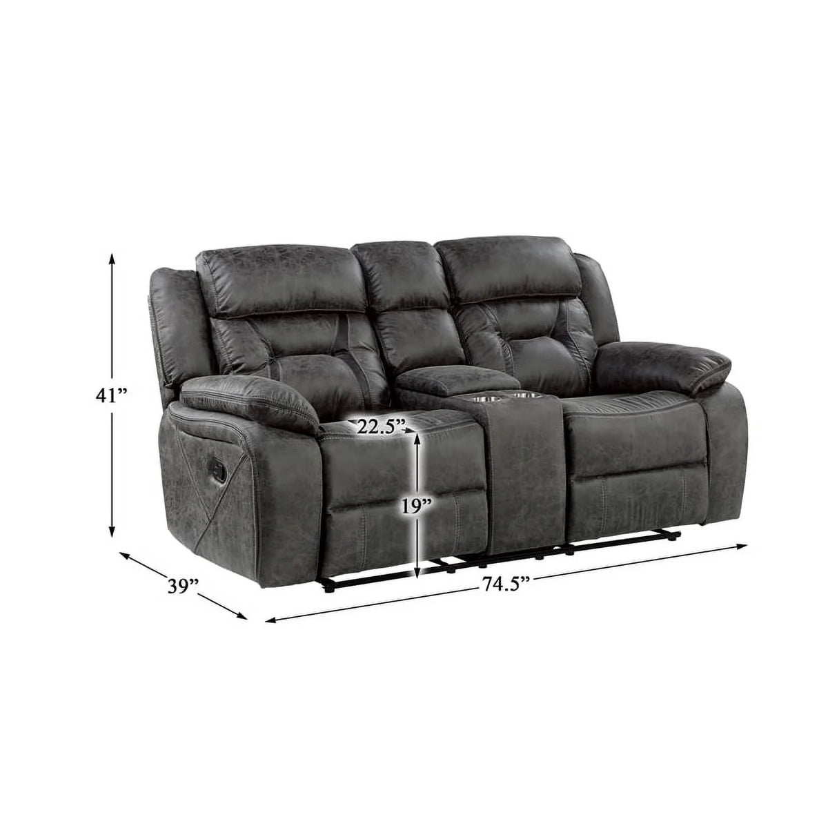 Gray Microfiber 2-Piece Reclining Sofa Set E1551