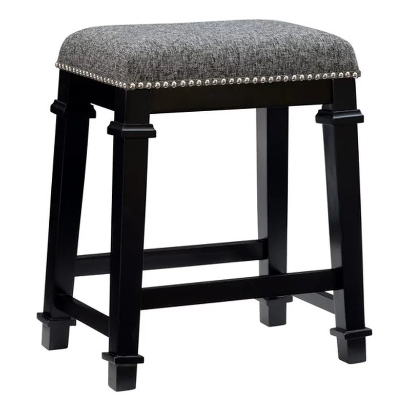 25" Black Wood Backless Counter Stool J731