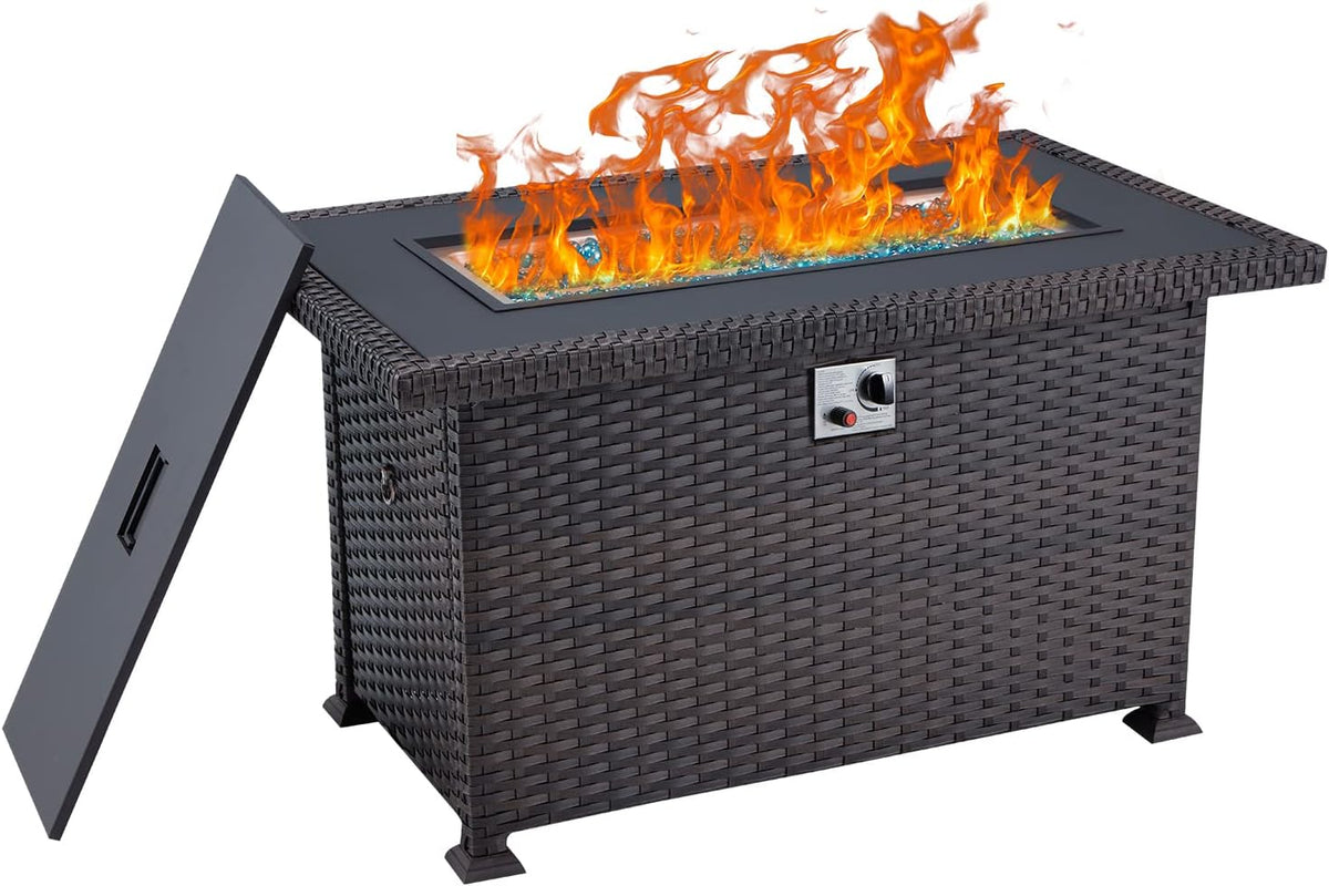 Propane Fire Pit Table 32in 50,000BTU Smokeless with Cover Brown N4817