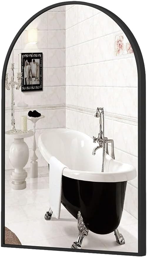 50 X 80cm Black Arched Metal Frame Wall Mirror K978