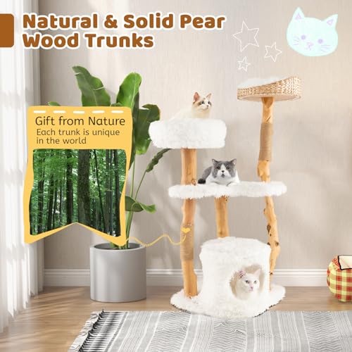 Solid Wood Cat Tree with Scratching Posts (34 Inch) R96095