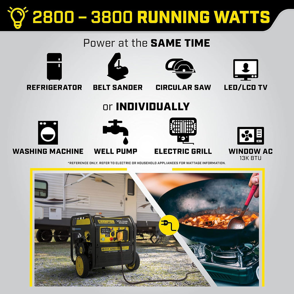 4250-Watt Wireless Remote Start Open Frame Inverter Generator W358